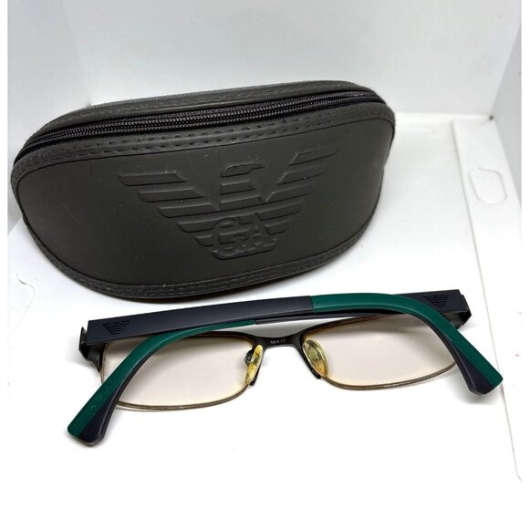 Emporio Armani Rectangular Semi-Rimless Eyeglass Frames EA1033 3003 53mm Case - Picture 3 of 8